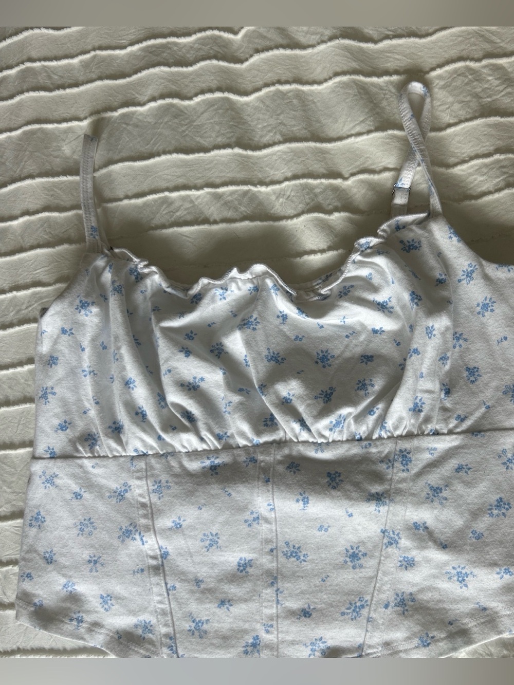 Hollister White Tank Top with Light Blue Floral Print